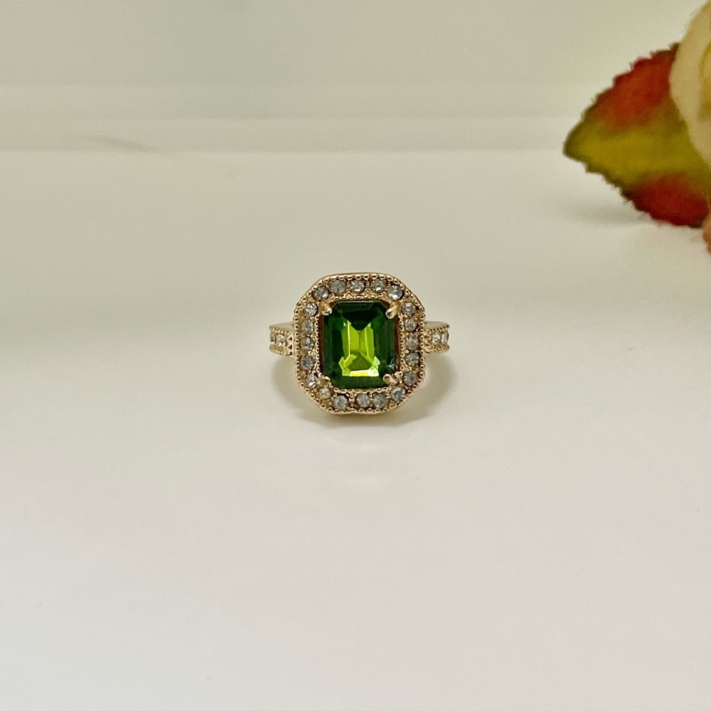 ✨Genuine Green Peridot 14K Gold Over Silver Cocktail Ring gold